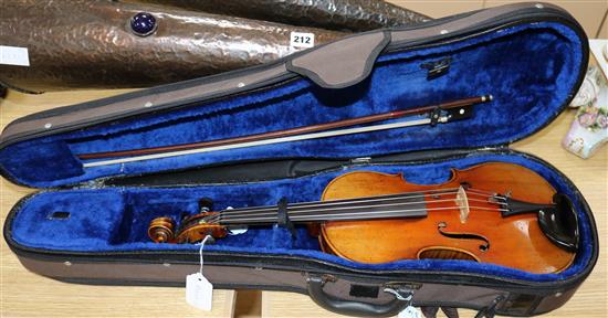 A three-quarter size Dresden Violin c.1880 L.56cm
